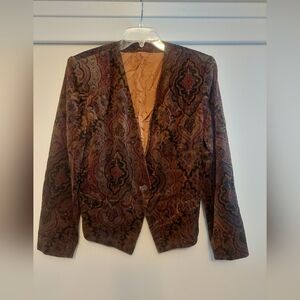 Vintage Burberrys Brown Velvet Paisley Blazer Jacket M/L Designer